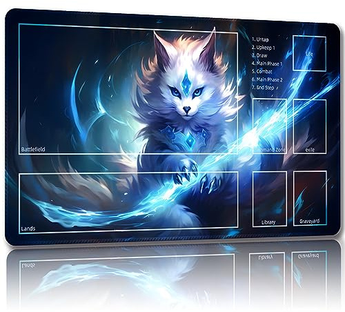 Malqiqi MTG Gaming Mat with Storage Bags, 24 x 14 for Cards and Board Games, Mouse Pad (Smart Magic-Auxiliary Combat)