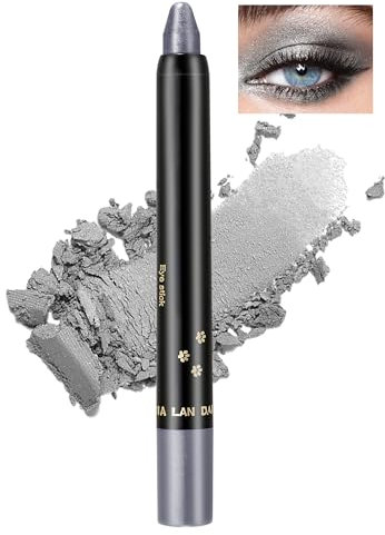 Jutqut Grau Glitzer Lidschatten Stift, Grey Schimmer Metallic Eyeliner Stick, Waterproof Long Lasting Eyeshadow Pencil, Perlglanz Cream Augenstift, Lazy Eyes Lidschattenstift, Augen Make up#02