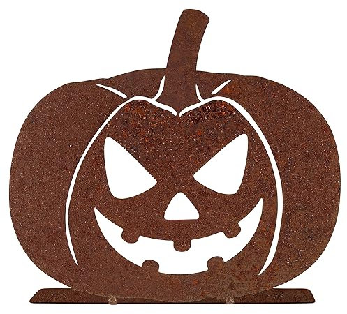 EXTRAVAGANT® Halloween Deko-Aufsteller & Aufhänger – Handgefertigte Kürbis-Designs & Happy Halloween Schild – 4 einzigartige Varianten - Aufsteller böser Kürbis - Outdoor und Indoor Deko