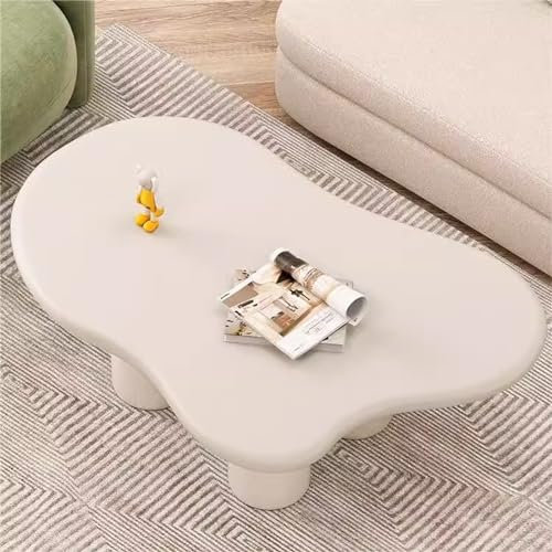 HASMI Wolkenförmiger Couchtisch, Cremefarbener Couchtisch, Unregelmäßiger Couchtisch, Frei Geformter Couchtisch mit Runder Ecke, Einzigartige Wohnmöbel, für Wohnzimmer