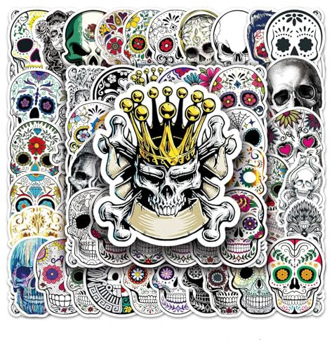 Halloween Skelett Aufkleber Sticker Set 50 Stück,Horror Graffiti Totenkopf Gotisch Aufkleber Vintage Wasserfeste Laptop Fahrrad Skateboard Helm Auto Sticker
