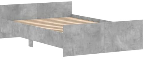 vidaXL Cadre de Lit Tête de Lit et Pied de Lit, Lit Double avec Sommier à Lattes, Lit Adulte, Meuble de Chambre, Moderne, Gris Béton 120x190 cm