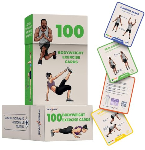 100+ Bodyweight Exercise Flashcards for Home Workout – PhysioSpace’s All in One Exercise Cards & Game Deck for Every Fitness Level with Video Tutorials (No Equipment Needed)