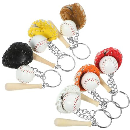 Happyyami 6St Baseball-Party-Souvenir Baseball-Schlüsselanhänger für Jungen Handschuhe Geschenke Taschenanhänger Schlüsselbund Bowling Zubehör Schläger Schlüsselanhänger aus der Sportserie