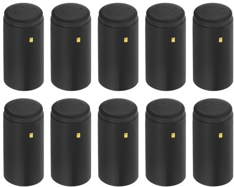 sourcing map 100Pcs PVC Heat Shrink Capsules Wine Bottle Capsules Shrink Cap Wrap with Tear Tab Shrink Top Cover Grape Shape for Wine Cellars and Home Kitchen, Black 30x60mm