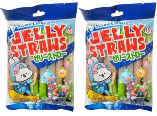 2x TXMM Blue Jelly Sticks Fruchtgummi Jelly Strips Straws Mix 2x 300g (15er Joghurt Flavor)
