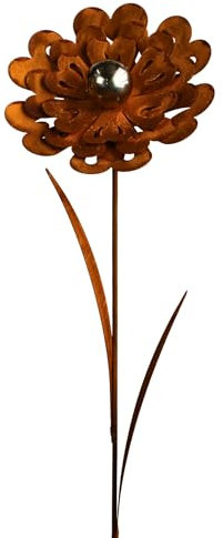 Manufaktur Lichtbogen Rost Blume mit Edelstahlkugel 112 cm