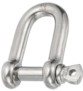 PATIKIL Manille à Goupille à Vis 12mm 1/2 1653Lb, Manille en D Forgée en Acier Inoxydable 316, Qualité Marine pour Chaînes, Câbles Métalliques en Extérieur, Argenté