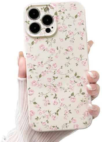 NITITOP Compatible with iPhone 12 Pro Case Cute Flower for Women Girls Floral Light Pink Rose Design Vintage Shockproof Soft Girly Slim TPU Fashion Protective Phone Cover - Light Pink