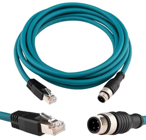 Lonlonty Cavo Ethernet M12 a 4 pin D maschio a RJ45 Cat 6 26 AWG schermato cavo di rete altamente flessibile IP67 impermeabile, Factory Automation Fieldbus 3 m