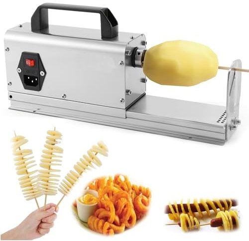 Automatischer Elektrischer Kartoffelschneider Für Hausgemachte Kartoffelchips 3-In-1, Kartoffel-Twist+Curly Fries+Twist Hot Dog Spiralschneider Kartoffelschneider Für Kartoffeln