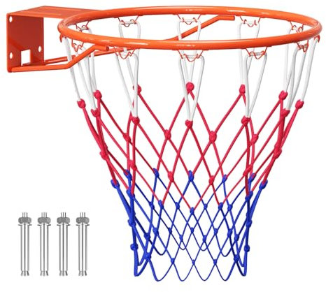 Lischwert Basketballkorb mit Wandhalterung und abnehmbarem Basketballnetz Standard-Korbgröße mit 45 cm Durchmesser für die Innen- und Außenmontage geeignet