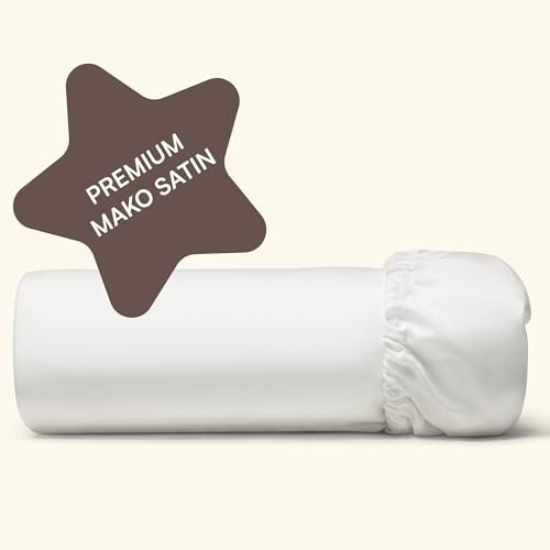 Amqua Spannbettlaken 200x200cm Baumwolle Weiß | Hohe Matratze Bis 30cm Steghöhe | Premium Mako Satin Bettlaken | Einfarbig | Besonders Weich | Niva