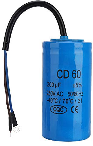Condensador de Motor, Condensador de Arranque CD60 200uF 250V AC, Aislamiento Confiable para Aires Acondicionados, Compresores y Motores, Estructura de Rodillo de Película de