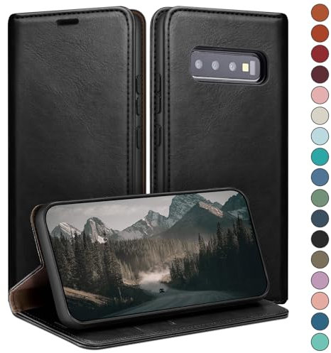 HUOUH per Samsung Galaxy S10 Plus Custodia a Portafoglio con RFID Blocco PU In Pelle,Sintetica Tasca Carte Custodie Del Telefono Copertura Antiurto Con Slot di per Samsung S10 Plus caso Nero