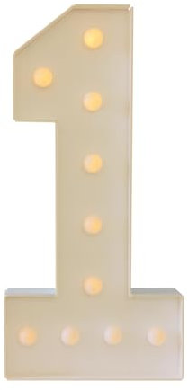 Leuchtzahlen LED Zahlen Lampe, 3D Leuchtzahlen Groß Dekolicht Leuchtende Zahlen - 0/1/2/3/4, Warmes Licht Dekoration, Leuchtbuchstaben für Geburtstag Party Hochzeit Bar Dekoration (1)