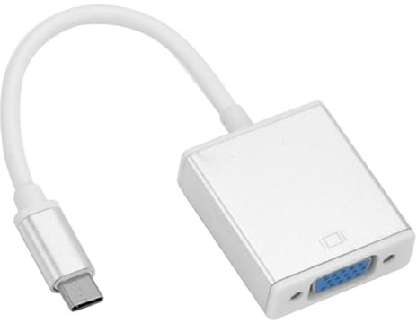 UKCOCO USB C-zu Vga Konverterkabel USB 3.1 Typ C Stecker zu Vga Buchse 1080p Full HD Kunststoff Silbern Plug and Play für Projektor und Monitor