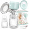 Nukido Tire-lait électrique portable 3 modes Affichage LED Sans BPA Silicone Turquoise Blanc