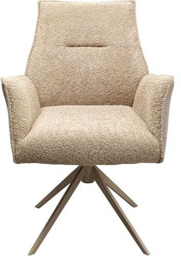 Kare Design Drehstuhl Liverpool, Greige, 49 cm Sitzhöhe, Esszimmerstuhl, Polsterstuhl, mit Armlehnen, Drehbar, Wohnzimmer, 90x64x61 cm (H/B/T)