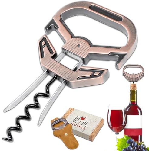 Ah So Wine Opener for Vintage Bottles, Old Wine Corkscrew with Portable Leather Case, Two Prong Cork Puller, for Wine Connoisseurs & Collectors to Uncork, Ideal Gifts for Wine Lovers (Sleek Copper)