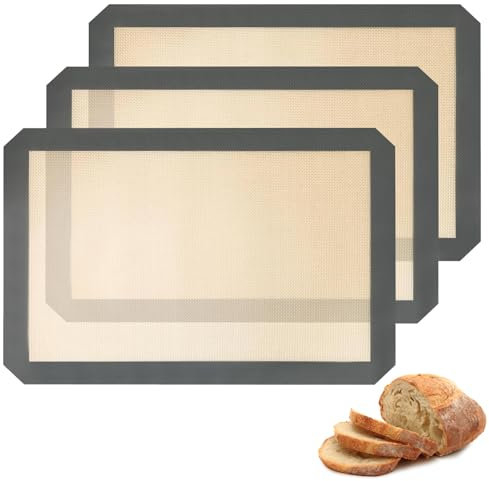 3 Pack Silicone Baking Mat, Non-Stick, Food Safe Baking Mat, Heat-Resistant,Reusable Silicone Baking Sheets for Microwave Oven,Baking Tray,Baking Pan, 16.5x11.6(42 x 29.5 cm)