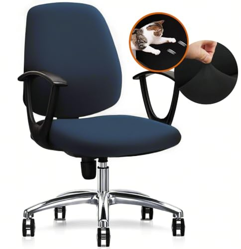 FYTXSZ Chair Covers Spandex Office Computer Chair Cover Stretch Removable Washable Rotate Swivel Chair Protective Covers (Navy Blue)