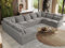 MKS MEBLE Sofa U-Form, Wohnlandschaft, Couch, Ecksofa, Couchgranitur, Polsterecke, Big Sofa XXL, Polstergarnitur - Verso U 9M - Hellgrau Plüsch