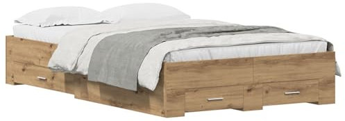 vidaXL Bettgestell mit Schubladen Artisan Eiche 120x200 cm Holzwerkstoff
