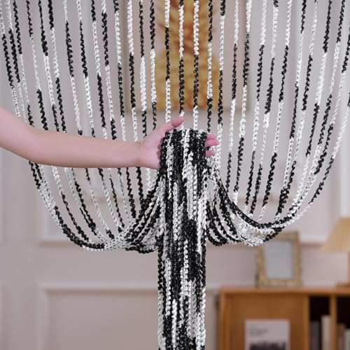 Highdi Door Curtains to Stop Flies Beaded, Door Beads Curtains for Doorways Fly Screens String Room Divider for Home Decor and Windows (1 * 2M,TW13-Black White)
