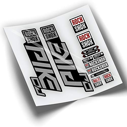 Ref: VP384 Aufkleber, kompatibel mit Rock-Shox PIKE DJ 2021-2025 MTB, Sticker, Aufkleber, Vinyl für Mountainbikes. (Silber)