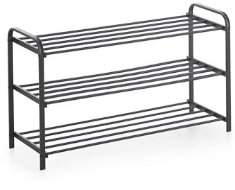 xonox.home – Schuhregal Metall 89x49x29 cm in Schwarz – Flurmöbel mit 3 stabilen Metallböden für ca. 15 Paar Schuhe – Robust, platzsparend & im trendigen Industrial Style
