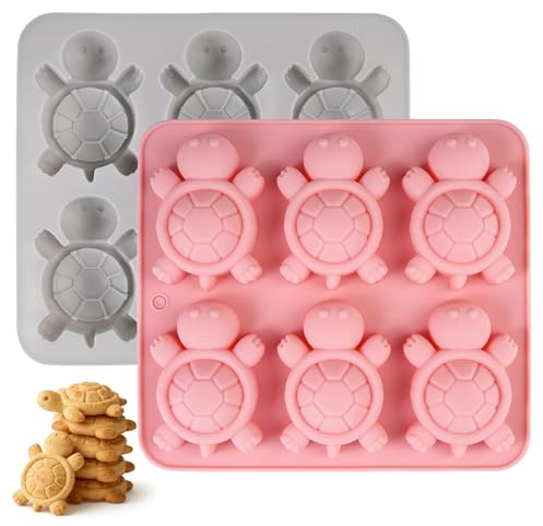 6 Silicona Molde con Diferentes Formas de Animales | Cavidades en Forma de Tortuga, Moldes de Chocolate con 6 Cavidades de Tortuga de Silicona, para Chocolate, Gelatina
