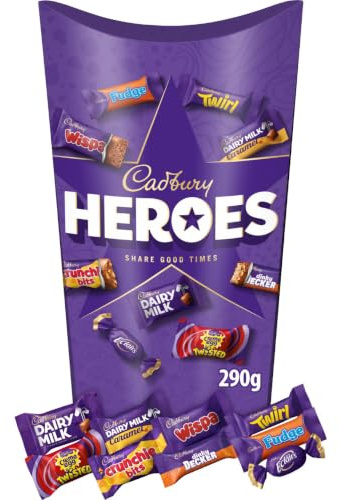 Cadbury Heroes Chocolate Carton, Assorted Miniature, 290 g (Pack of 1) | Assorted Miniature Chocolate Bars, For Gifting & Sharing, Bite-Sized Treats, For Any Occasion