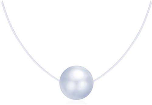 Unendlich U Kreativ Damen Halskette 925 Sterling Silber Perle Anhänger Transparente Angelschnur Nylonkette, Silber