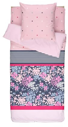 Bleu Câlin Caradou CARC90 Biancheria da Letto per Bambini, Cotone, Lucile Rosa, Singolo, 90x190 cm
