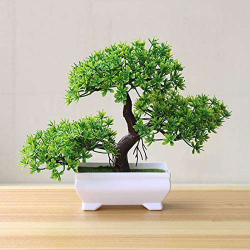 Gemini_mall Künstliche Bonsai-Zeder, einladende Kiefer, Nachahmung, Bonsai-Simulation, dekorative künstliche Blumen, künstliche grüne Topfpflanzen, Ornamente, Heimdekoration, Grün