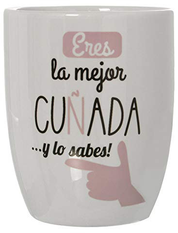 Hogar y Mas Taza/Mug Desayuno de Cerámica para tu Cuñada, con Frase Original Eres la Mejor cuñada, y lo Sabes. ø8,5x10 cm - 385 ml