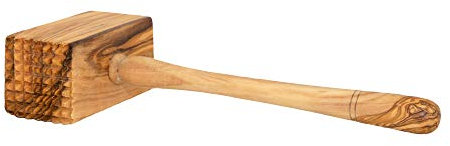 NATUREHOME Fleischklopfer aus Olivenholz - 25cm zweiseitiger Fleischhammer - Holzhammer Küchenzubehör zum Klopfen von Fleisch