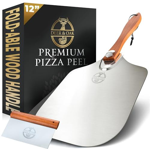 Deer & Oak Premium Pizza Gift Set - Pizza Peel & Dough Scraper - 1x Pizza Peel & 1x Dough Cutter - Pizza Peel Set - Pizza Paddle - Pizza Accessories - Pizza Slider - Food Scraper - Kitchen Scraper