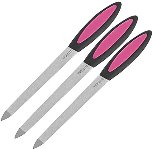 1/3/5 Packs Sapphire Nail File Metal Nail File Long Handle Nail Buffer Nail Care Manicure Tool Accessories 17.2 cm (3 Pack)