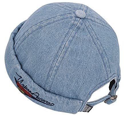 HUIYAO Vintage Denim Beanie Mütze Dockermütze für Herren Damen Mode Freizeit Stickerei ohne Rand Hut Hafenmützen verstellbar, 1-hellblau, Einheitsgröße