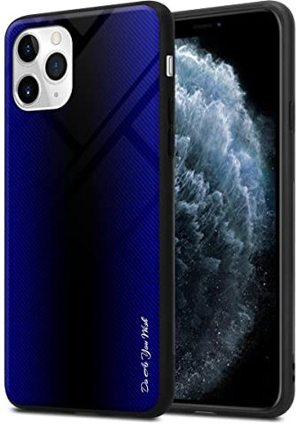 Cadorabo Estuche Compatible con Apple iPhone 11 Pro - Óptica de Rayas en COBLATO PÚRPURA - Funda Protectora de Silicona TPU y Parte Trasera de Cristal Templado