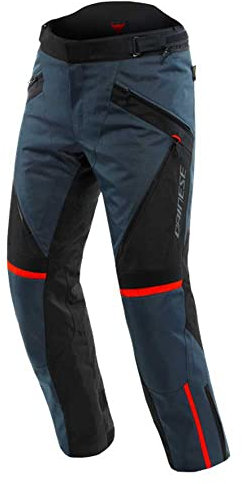 Dainese - Tempest 3 D Dry Pants, Motorrad Tourenhose Für Männer, Wasserdichte Membran, Herausnehmbares Thermofutter, Knieschutz, Ebenholz/Schwarz/Lavarot, 56