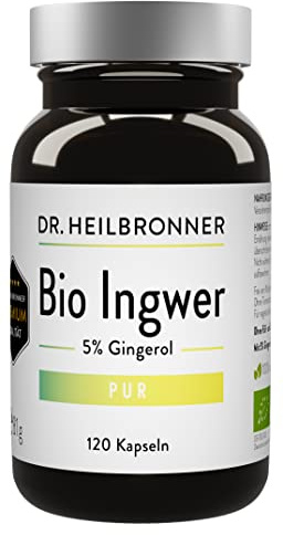 Bio Ingwer von Dr. Heilbronner - 120 Kapseln in der Glasflasche - Vegan