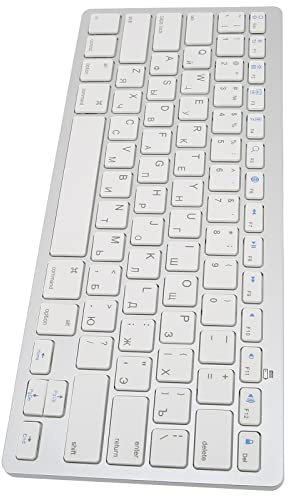 Tastiera Wireless, Mini Tastiera Multilingue Ultrasottile a 78 Tasti, Tastiera Portatile Universale Silenziosa per PC, per Android/OS X/iOS/, per Mac, ECC.(Russo)