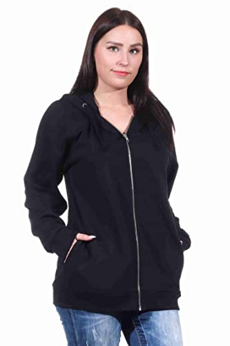 NORMANN-Wäschefabrik Damen Jacke mit Kapuze für Hausanzug, Sportanzug oder Jogginanzug Oberteil