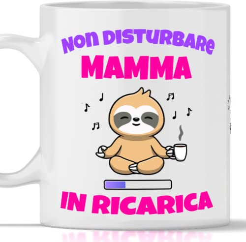 TeeDesign Tazza Mamma in Ricarica - Ceramica, 350 ml, Tazza, Regalo per la Mamma, Compleanno, Natale