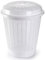 Tradineur - Cesto para ropa sucia redondo con tapa, pongotodo, cubo para almacenar la colada, diseño a rayas, hogar (Blanco, 50 litros, 57,5 x 45,7 cm)