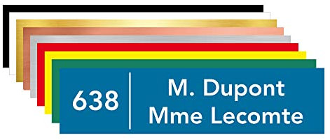 Signalétique.biz France - Plaque de boîte aux lettres personnalisable. Numéro Maison + Nom. PVC 10 x 2,5 cm autocollante - Bleu - Avenir Heavy