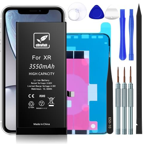 cDraFixit Batteria per iPhone XR, set Raparatur, con strisce adesive di ricambio, compatibile con iPhone